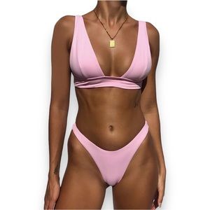 NEW Pink Sexy Triangle Bikini Set Women’s 2 Piece Swimsuit Bathing Suit Size L